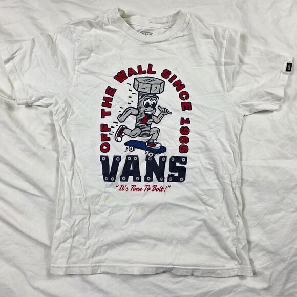 Vans Its Time to Bolt Boys Size Small White Shirt Casual School Walking Outdoors - Picture 1 of 9